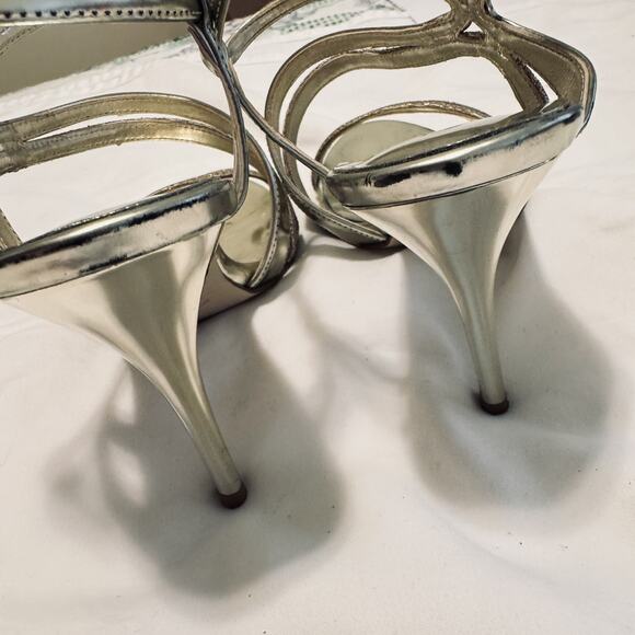 GUESS Gold High Heels dress shoes strappy stilettos sz 6M party wedding 4" - Picture 6 of 8